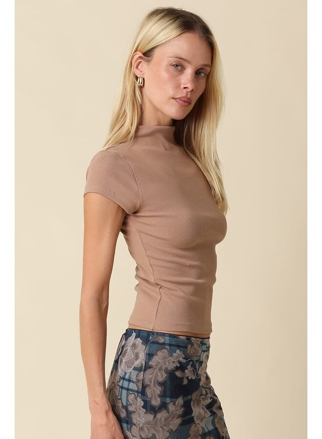 NOT SO BASIC MOCK NECK KNIT TOP-MOCHA