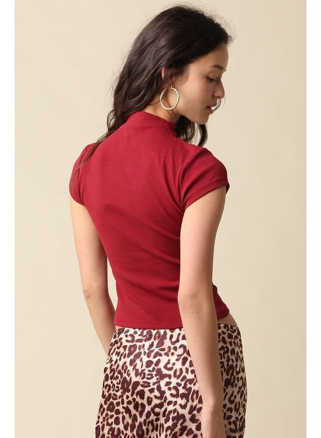 NOT SO BASIC MOCK NECK KNIT TOP-BURGUNDY