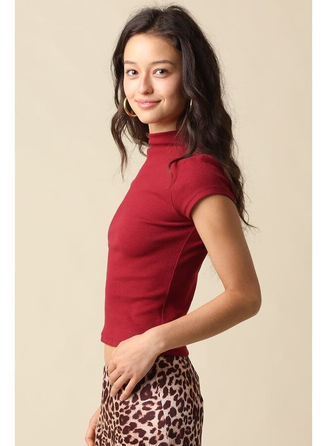 NOT SO BASIC MOCK NECK KNIT TOP-BURGUNDY