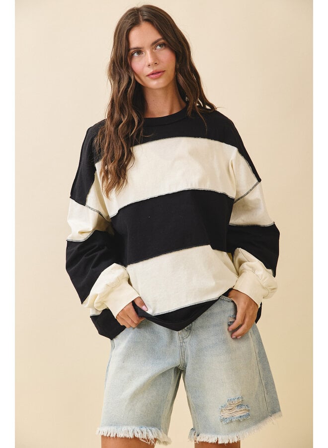 BLOCK PARTY OVERSIZED LONG SLEEVE TOP