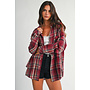 PLAID TO MEET YOU FLANNEL TOP-ROSE
