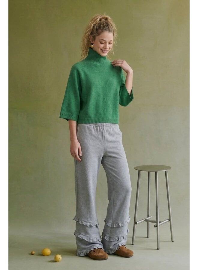 SLEEVE ME ALONE MOCK NECK TOP-EMERALD