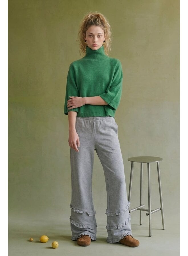 SLEEVE ME ALONE MOCK NECK TOP-EMERALD
