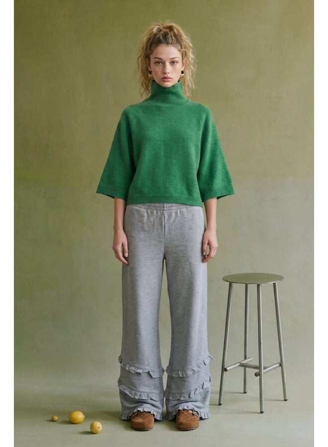 SLEEVE ME ALONE MOCK NECK TOP-EMERALD