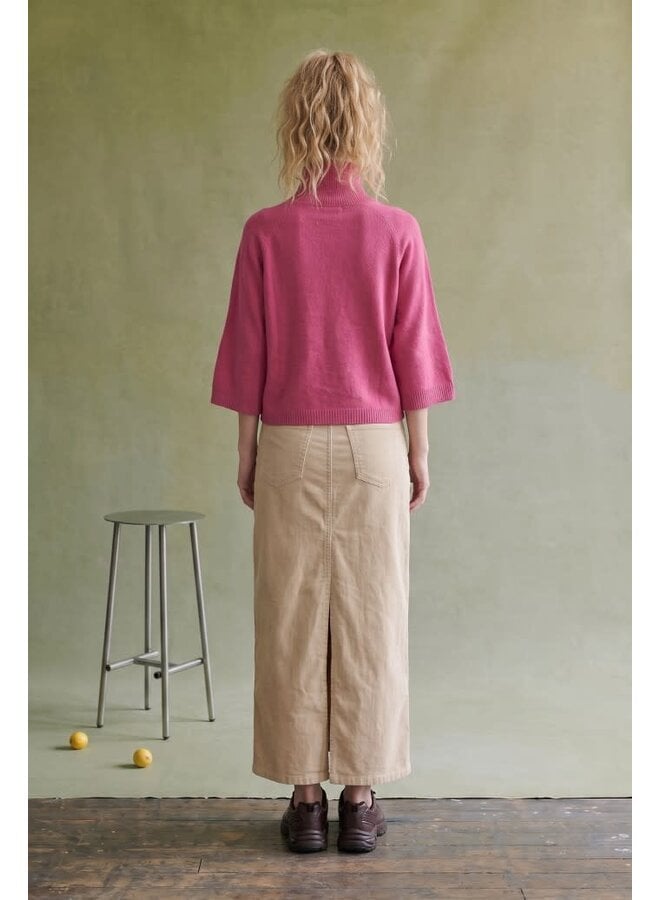 SLEEVE ME ALONE MOCK NECK TOP-FUCHSIA
