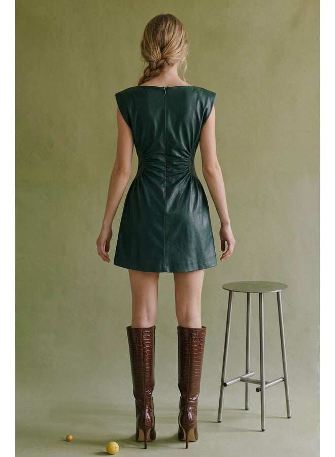 WAIST OF TROUBLE FAUX LEATHER MINI DRESS