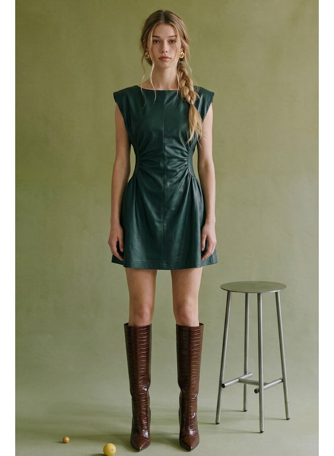 WAIST OF TROUBLE FAUX LEATHER MINI DRESS