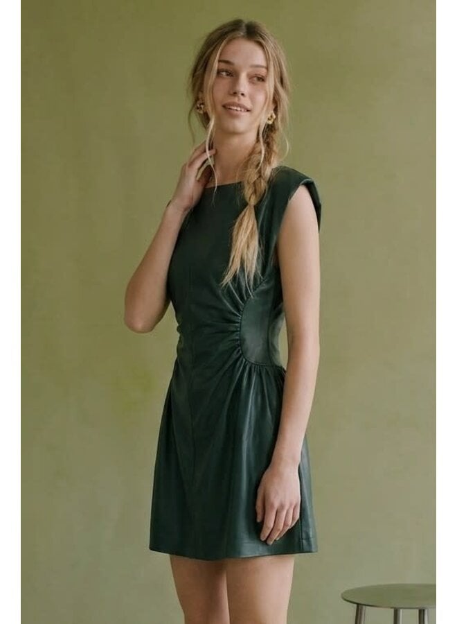 WAIST OF TROUBLE FAUX LEATHER MINI DRESS