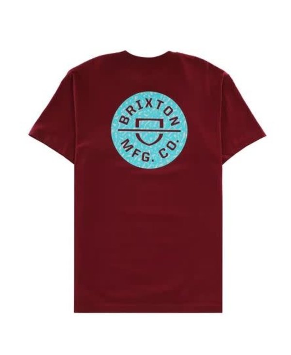 Brixton - T-shirt homme crest II stt burgundy/abstract blue