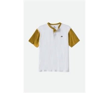 Brixton - T-shirt homme alton henley white/gold glow