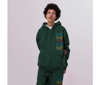 Huf - Ouaté homme drop out stack full-zip forest green