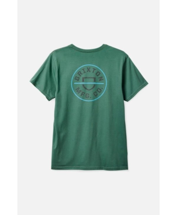 Brixton - T-shirt homme crest II stt dark forest/teal/grey