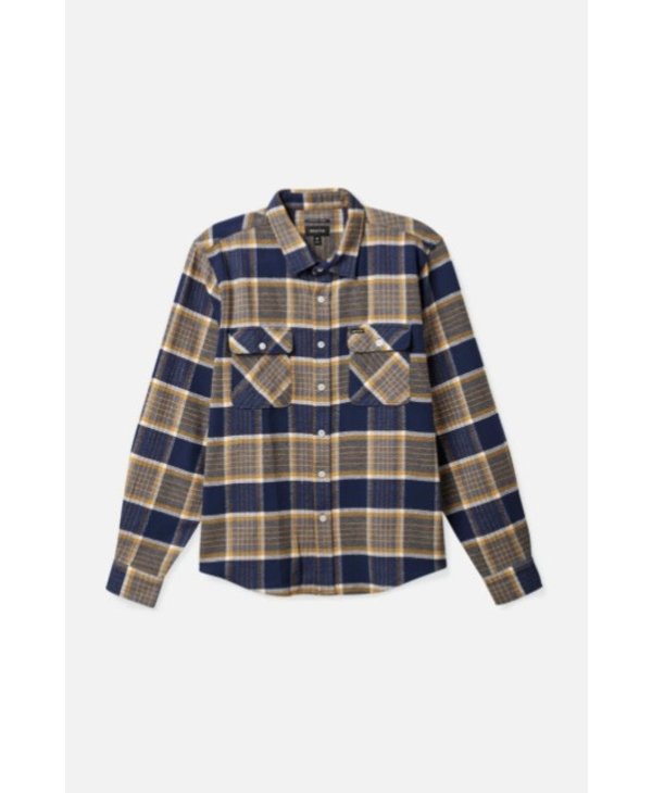 Brixton - Chemise homme bowery flannel moonlit ocean/bright gold/off white