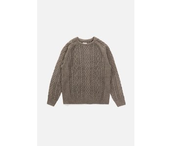 Pull homme mohair fisherman knit sephia