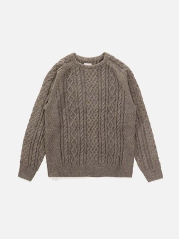 rhythm Pull homme mohair fisherman knit sephia