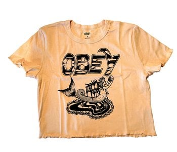 T-shirt femme obey mermaid and thorns cropped peach sand