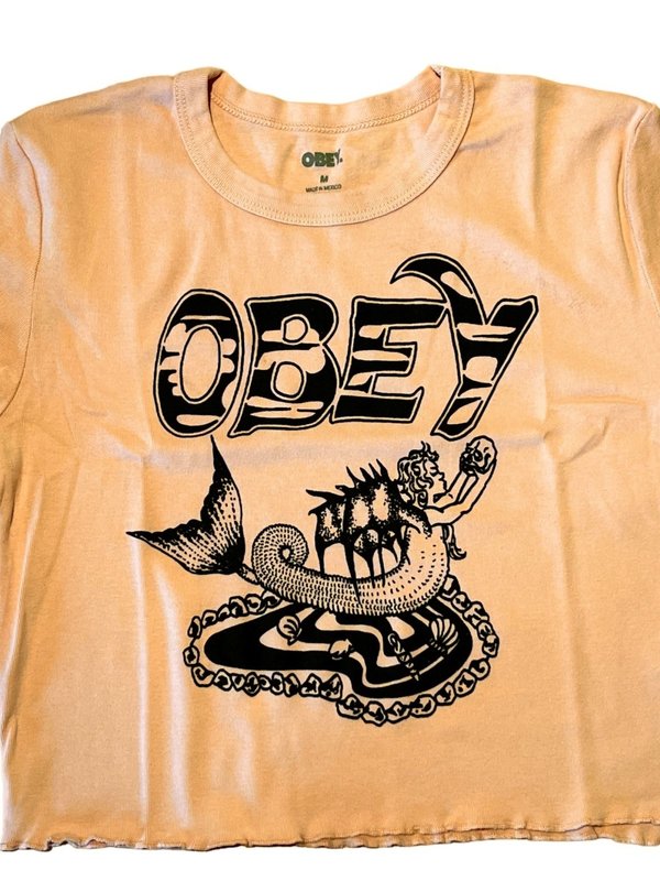 Obey T-shirt femme obey mermaid and thorns cropped peach sand