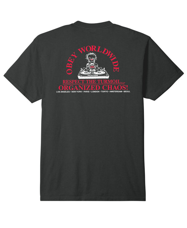 T-shirt homme obey organized chaos vintage black