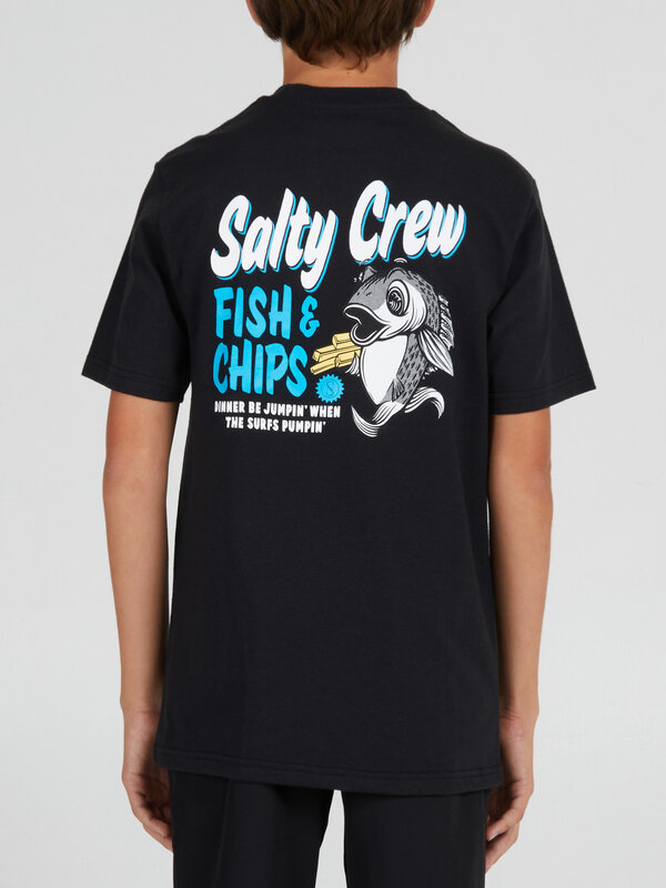 salty crew T-shirt junior fish and chips black