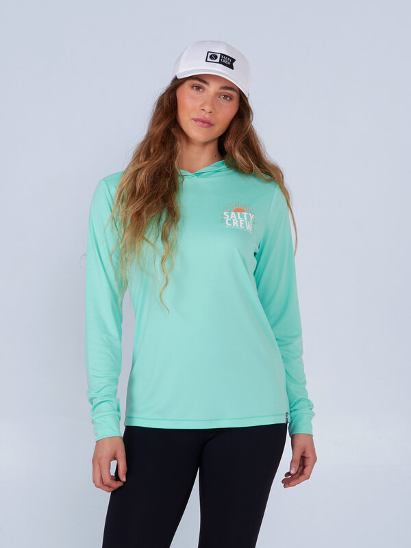 salty crew Chandail long femme cruisin hooded sunshirt sea foam