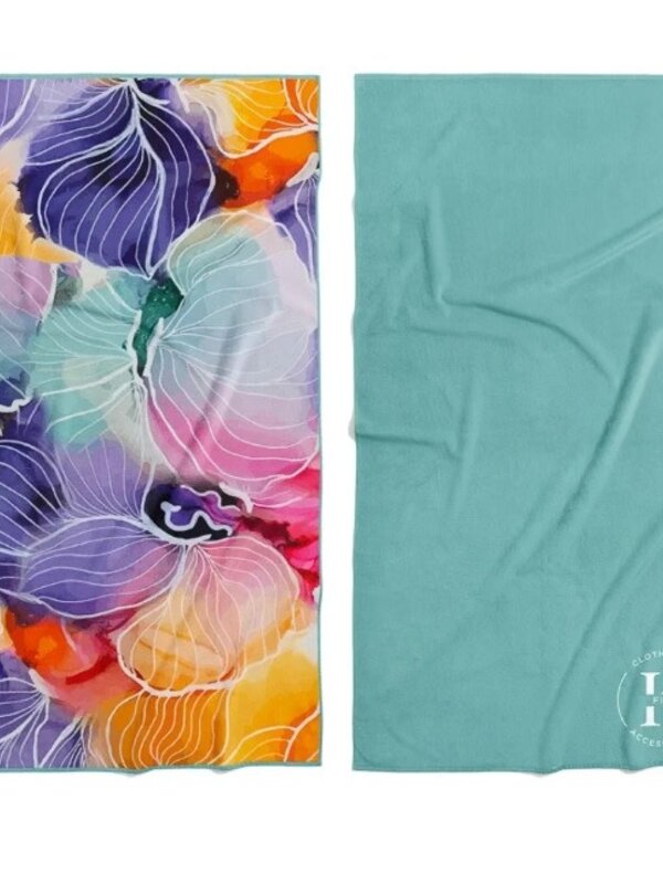 K5 clothing Serviette en microfibre réversible fleur abstrait