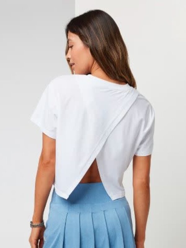 Vuori T-shirt femme feather cross back white