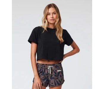 T-shirt femme feather cross back black