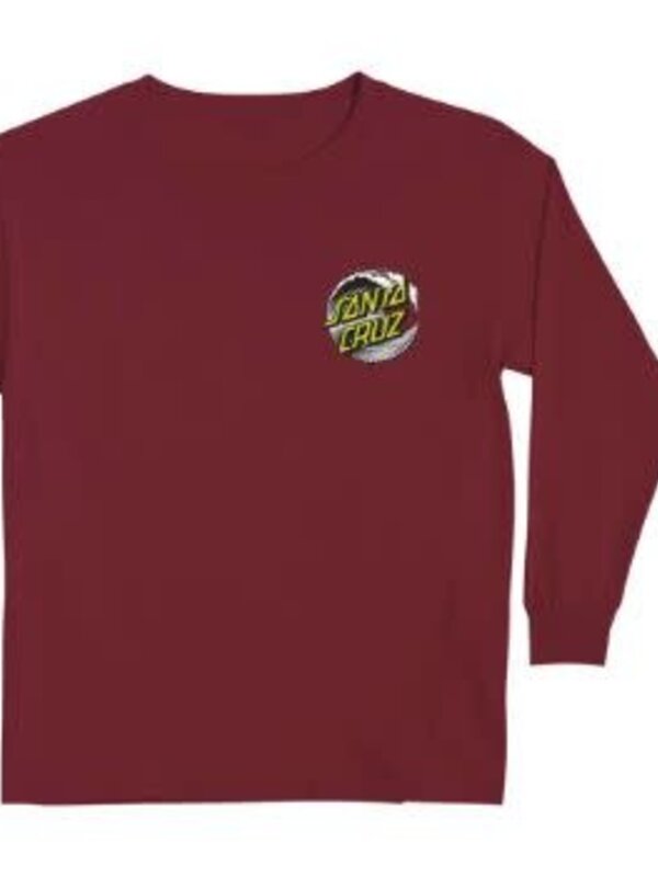 Santa Cruz Chandail long junior santa cruz wave dot ath maroon w /safety green
