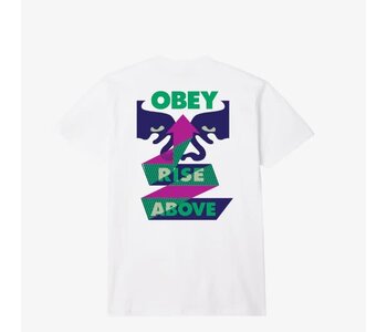 T-shirt homme obey rise above ribbon white