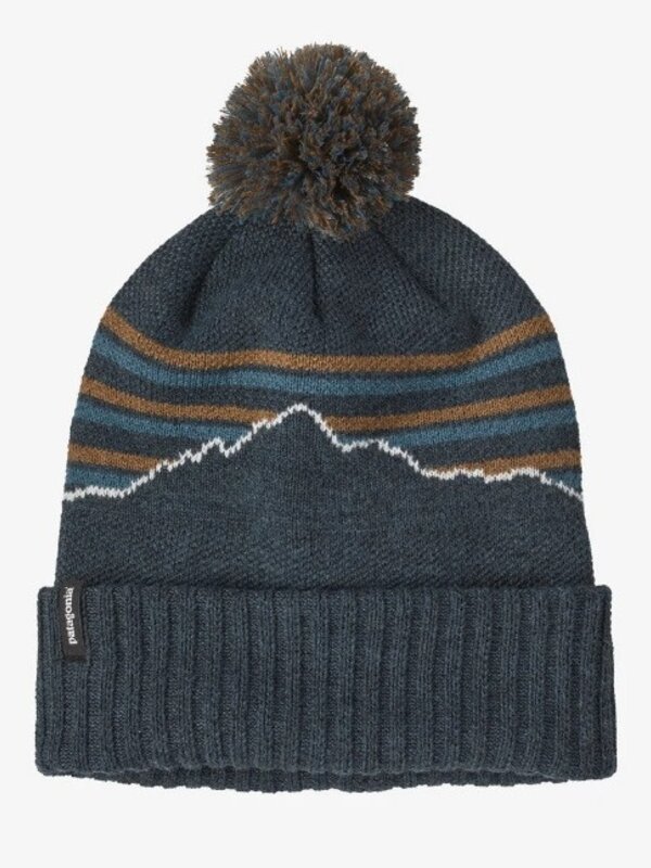 Patagonia Tuque powder town fitz roy stripe knit smolder blue