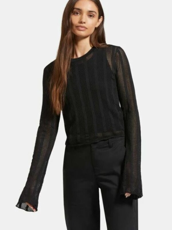 Brixton Pull femme sheer knit top black