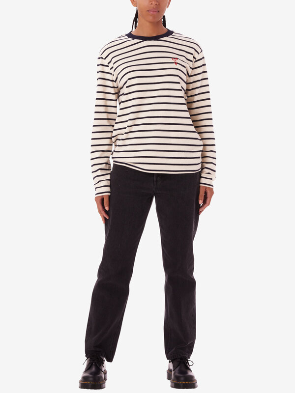 Obey Chandail long femme ramona stripe knit white asparagus multi