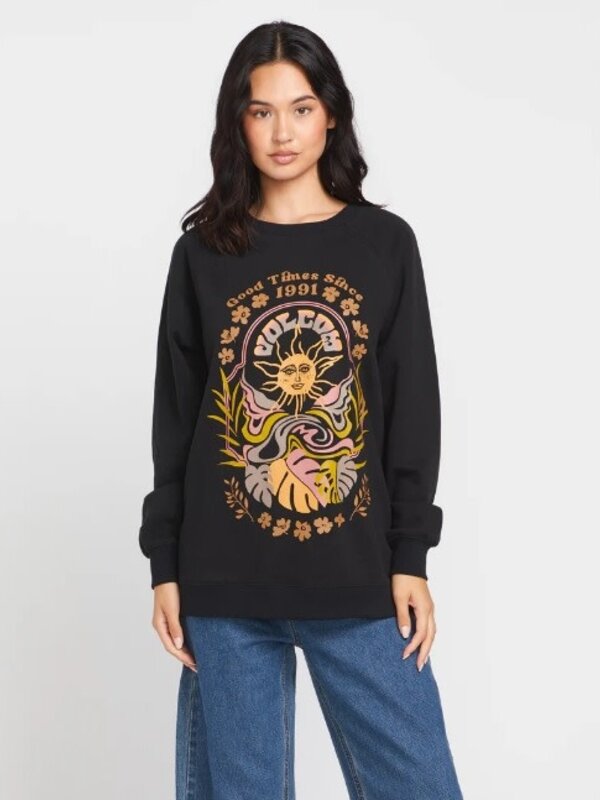 volcom Ouaté femme stone magic boyfriend crew black
