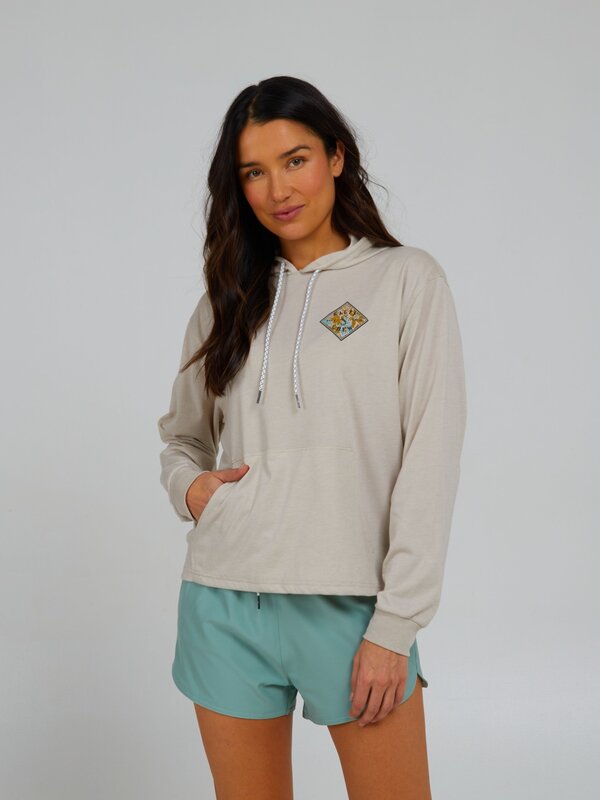 salty crew Chandail long femme floral tippet tech hoody off white