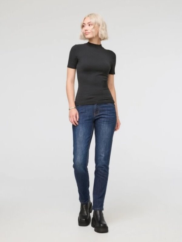 DU/ER T-shirt femme ribbed pima mock neck black