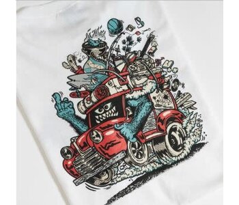 T-shirt homme johnson beast wagon stripes white