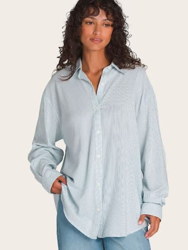 vans Chemise femme gillian striped button down white crystal blue