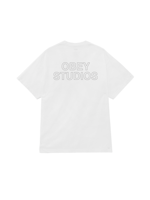 Obey T-shirt homme obey studios outline pigment heavyweight vintage white