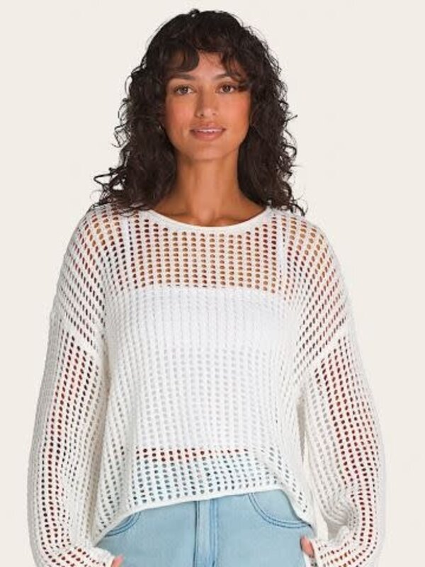 vans Pull femme mila open knit crop crew white