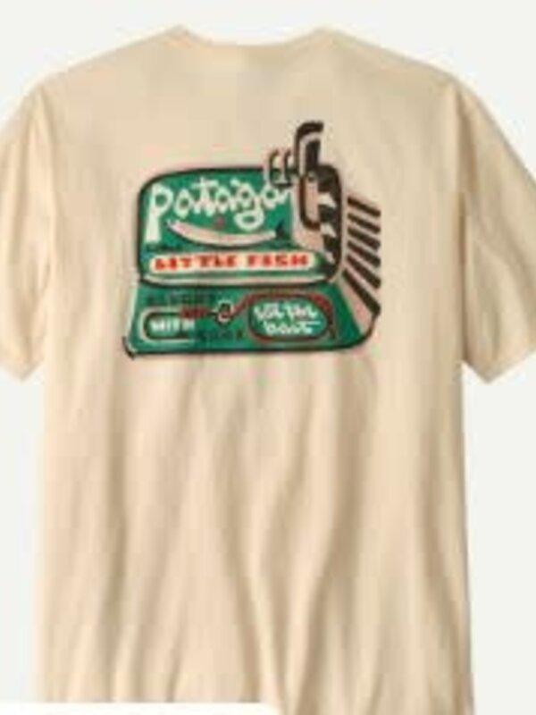 Patagonia T-shirt homme aquatic action organic little fish:undyed natural