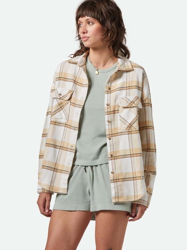 Brixton Chemise femme bowery classic flannel off white/semolina/wash copper plaid