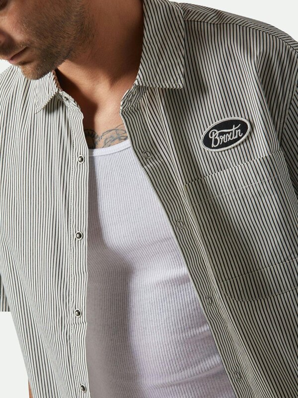 Brixton Chemise homme builders auto twilight blue/white stripe