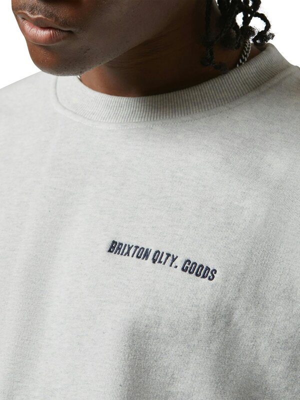 Brixton Ouaté homme embroidered heavy weight crew heather grey ash