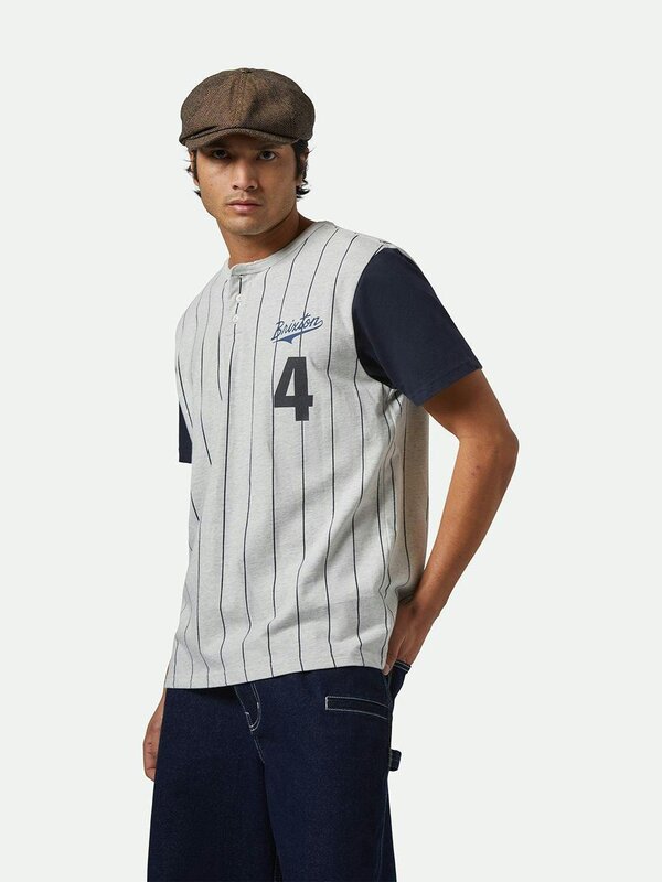 Brixton T-shirt homme the league baseball heather grey ash/washed navy