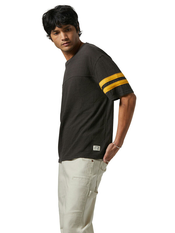 Brixton T-shirt homme vintage football mesh jersey wash black /ray flower
