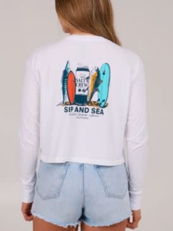 salty crew Chandail long femme sip & sea crop white