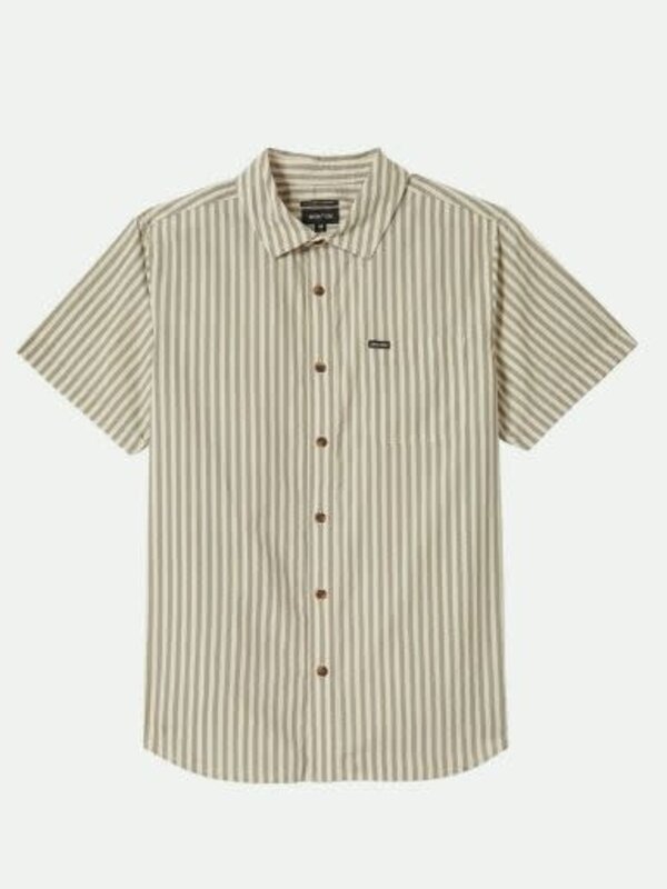 Brixton Chemise homme charter print s/s  whitecap/ ivy green stripe