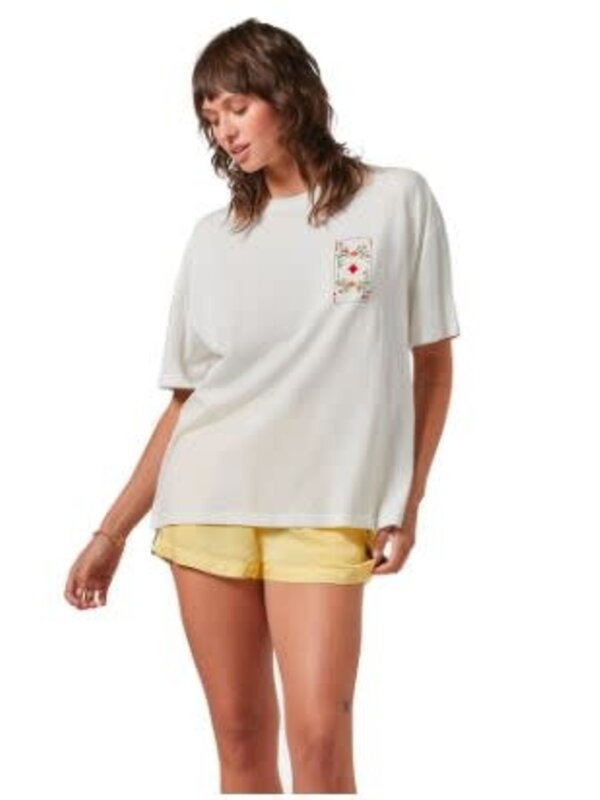 Brixton T-shirt femme botanical ace oversized boyfriend off white