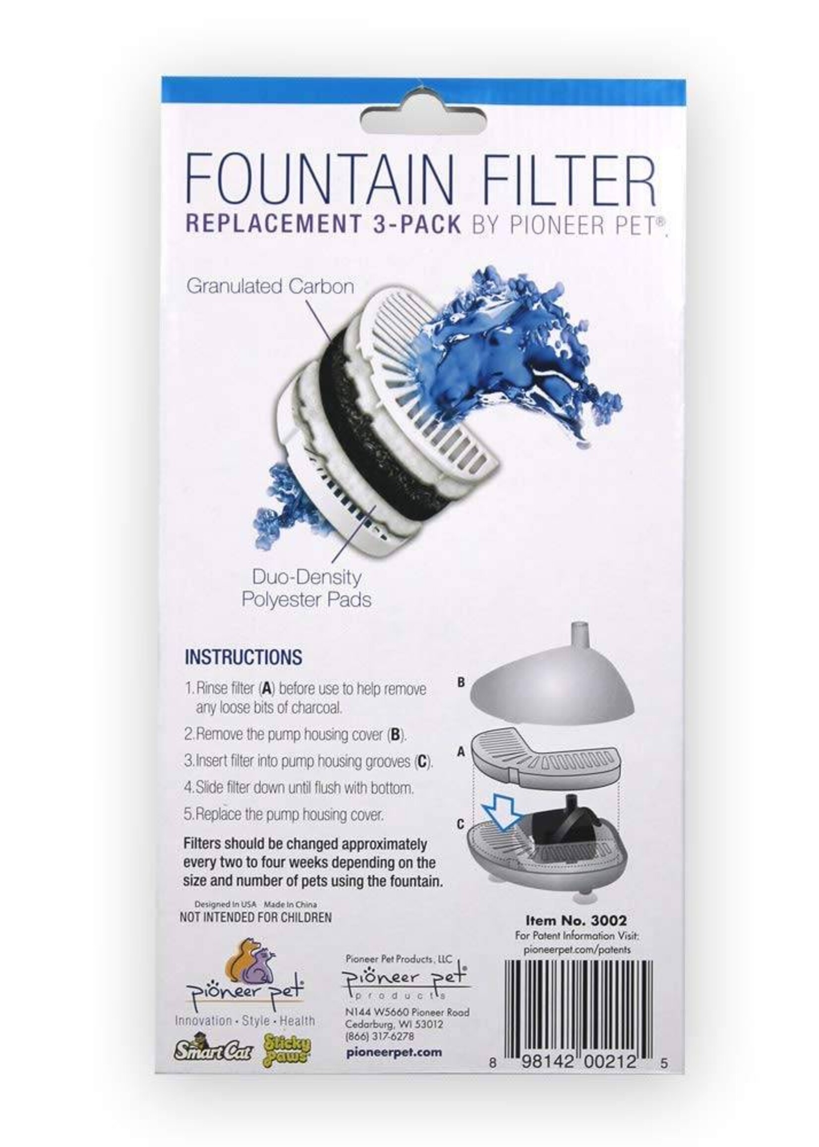 Pioneer Pioneer Pet Fountain Filter - Replacement 3-Pack