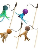 Spot Spot Wuggles Wool Ball Teaser Wand  - Assorted Colors